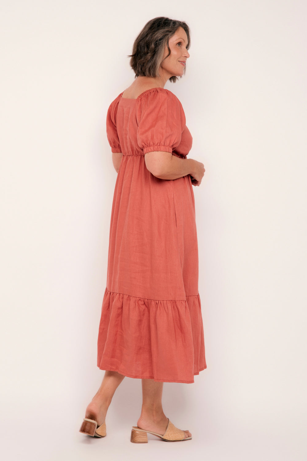 Alison Linen Midi Dress in Desert Rose