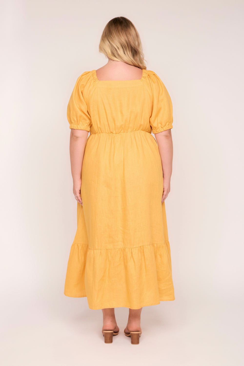 Alison Linen Midi Dress in Golden Hour