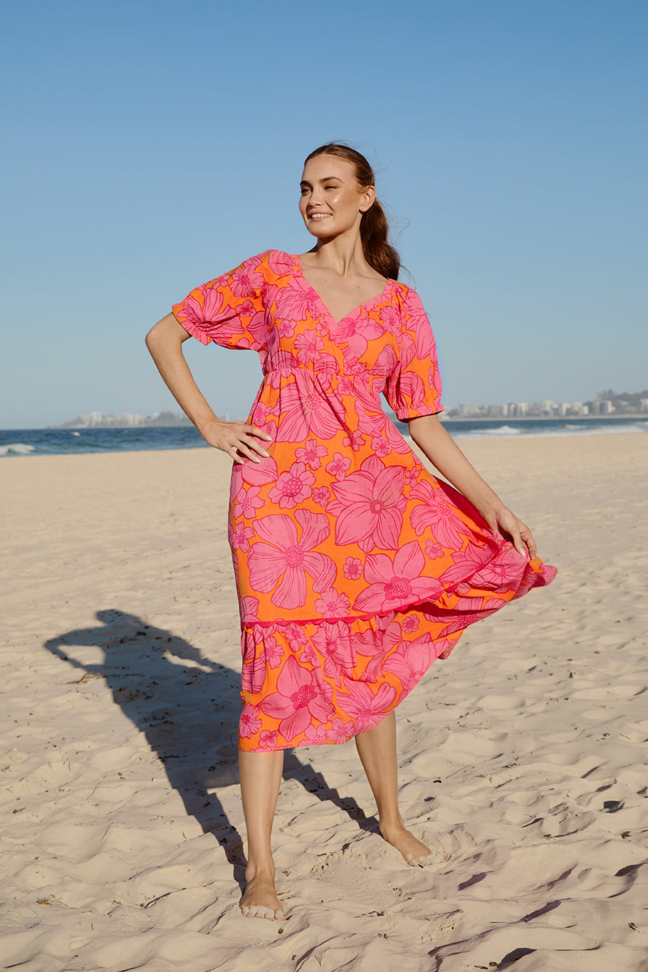 Alison Midi Dress in Flower Shower