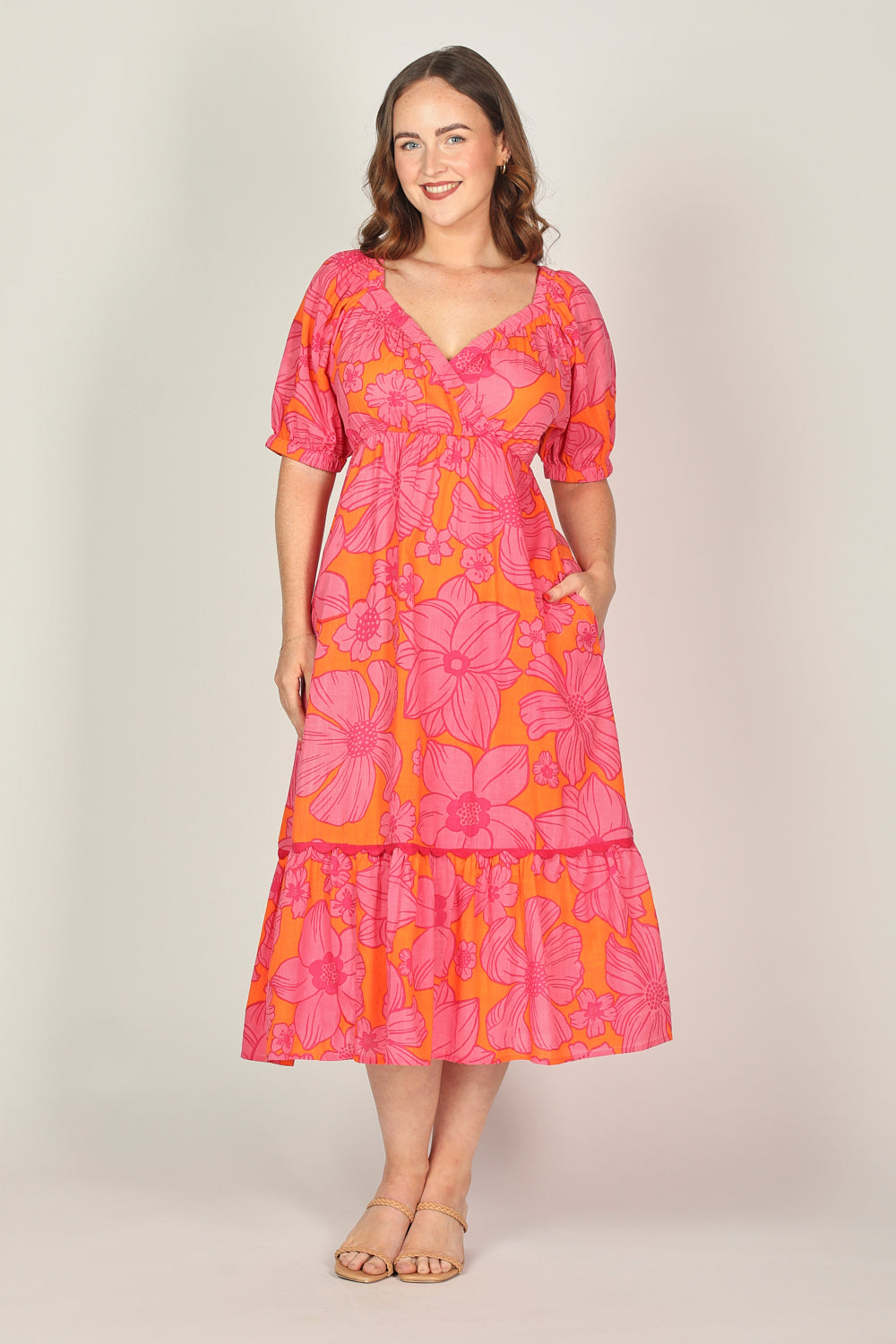 Alison Midi Dress in Flower Shower