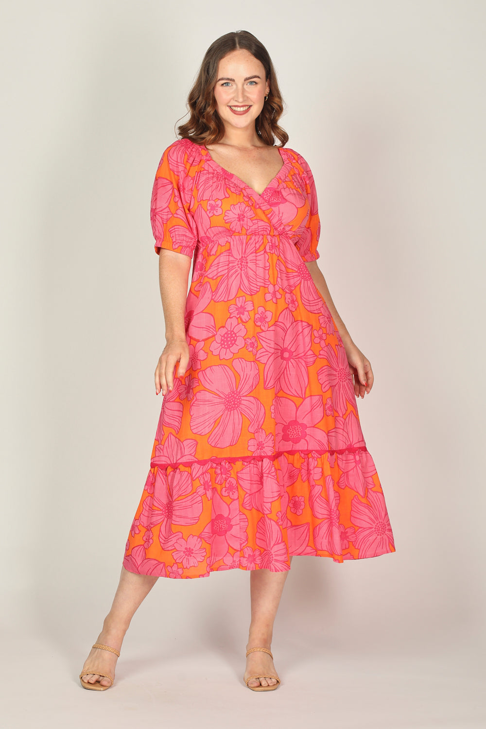 Alison Midi Dress in Flower Shower