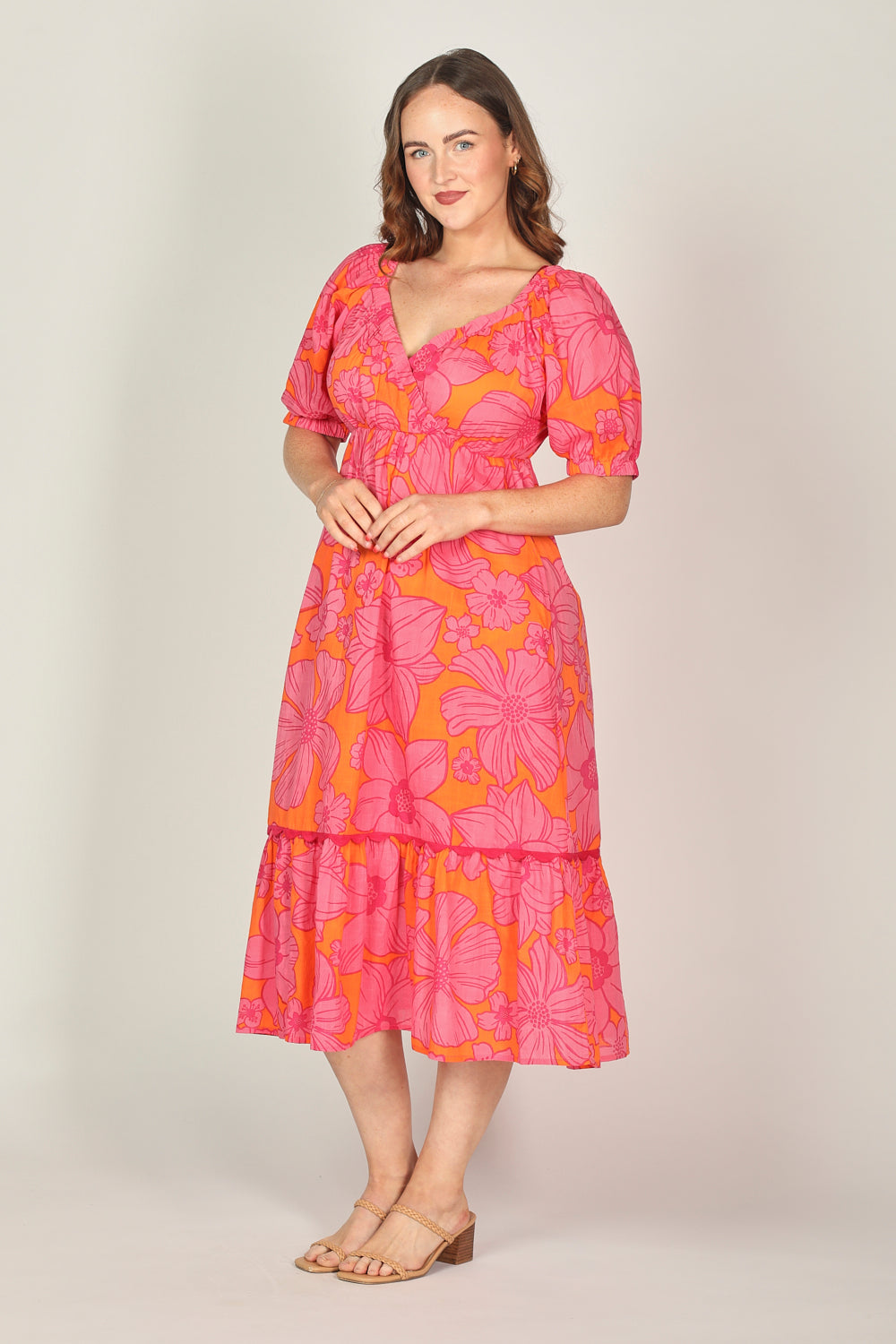 Alison Midi Dress in Flower Shower