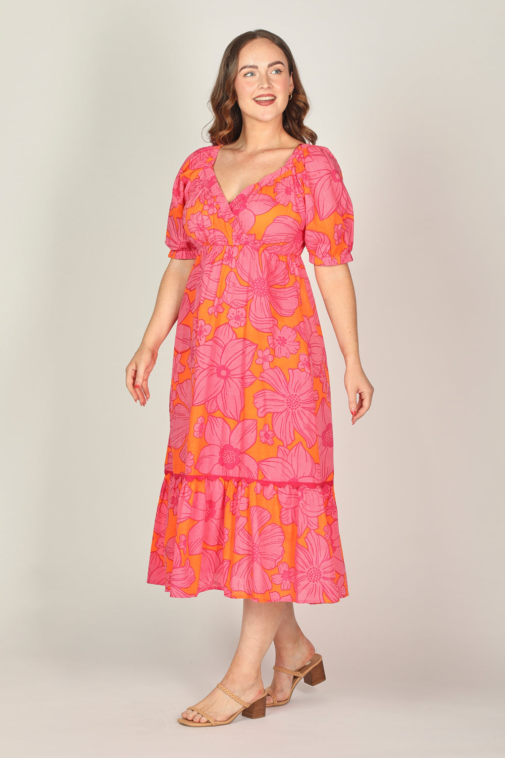 Alison Midi Dress in Flower Shower