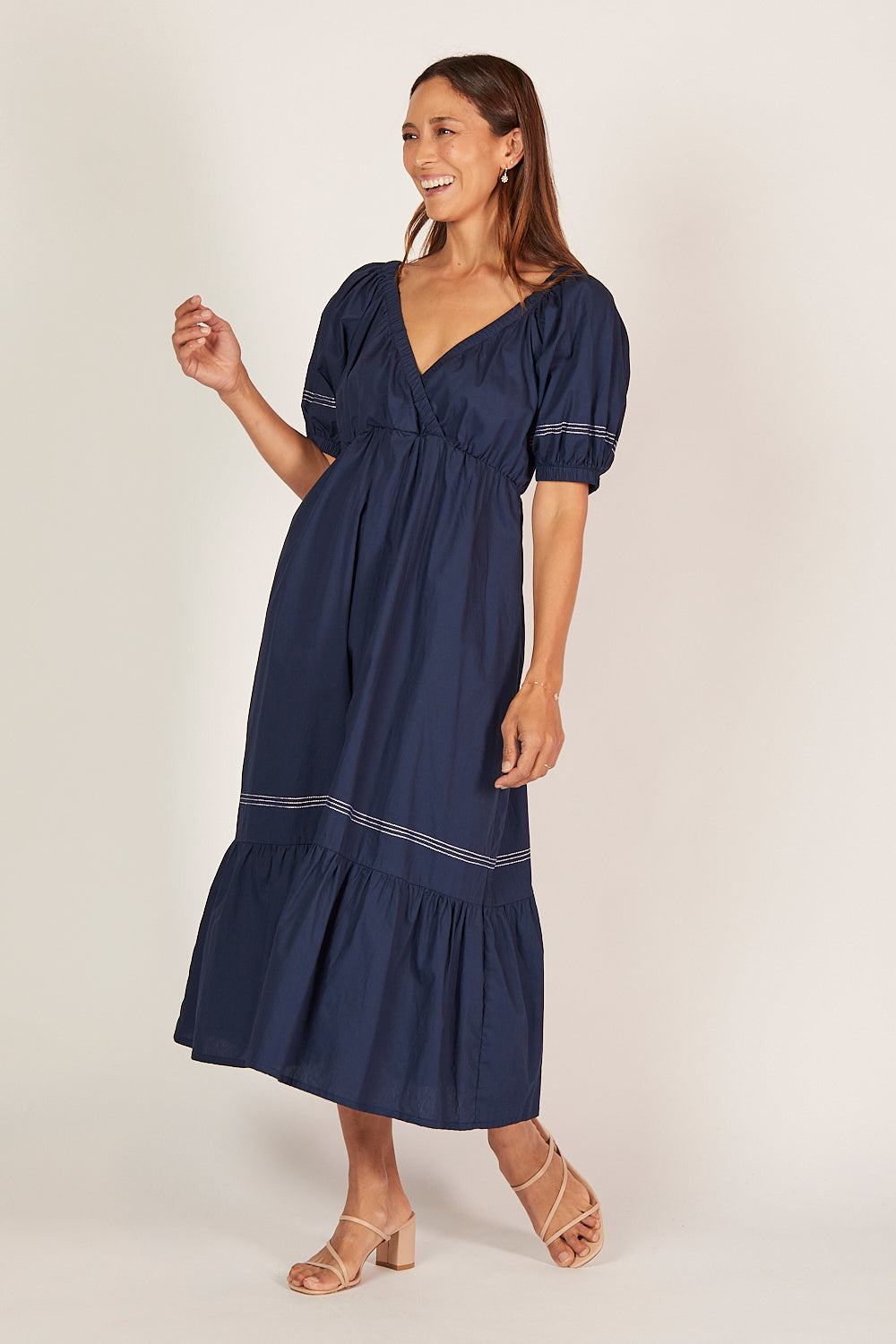 Alison Poplin Midi Dress in Capri Cove