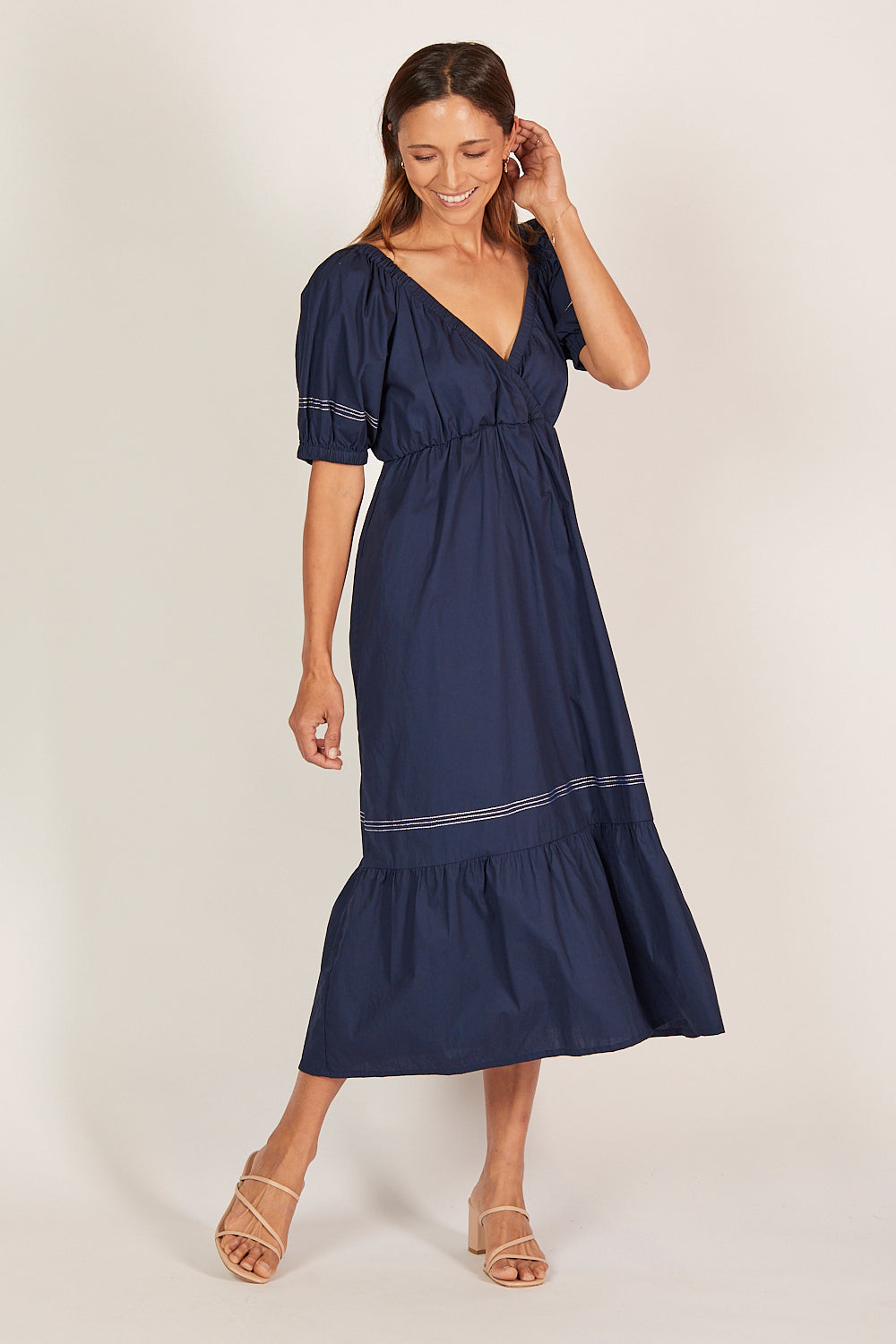 Alison Poplin Midi Dress in Capri Cove