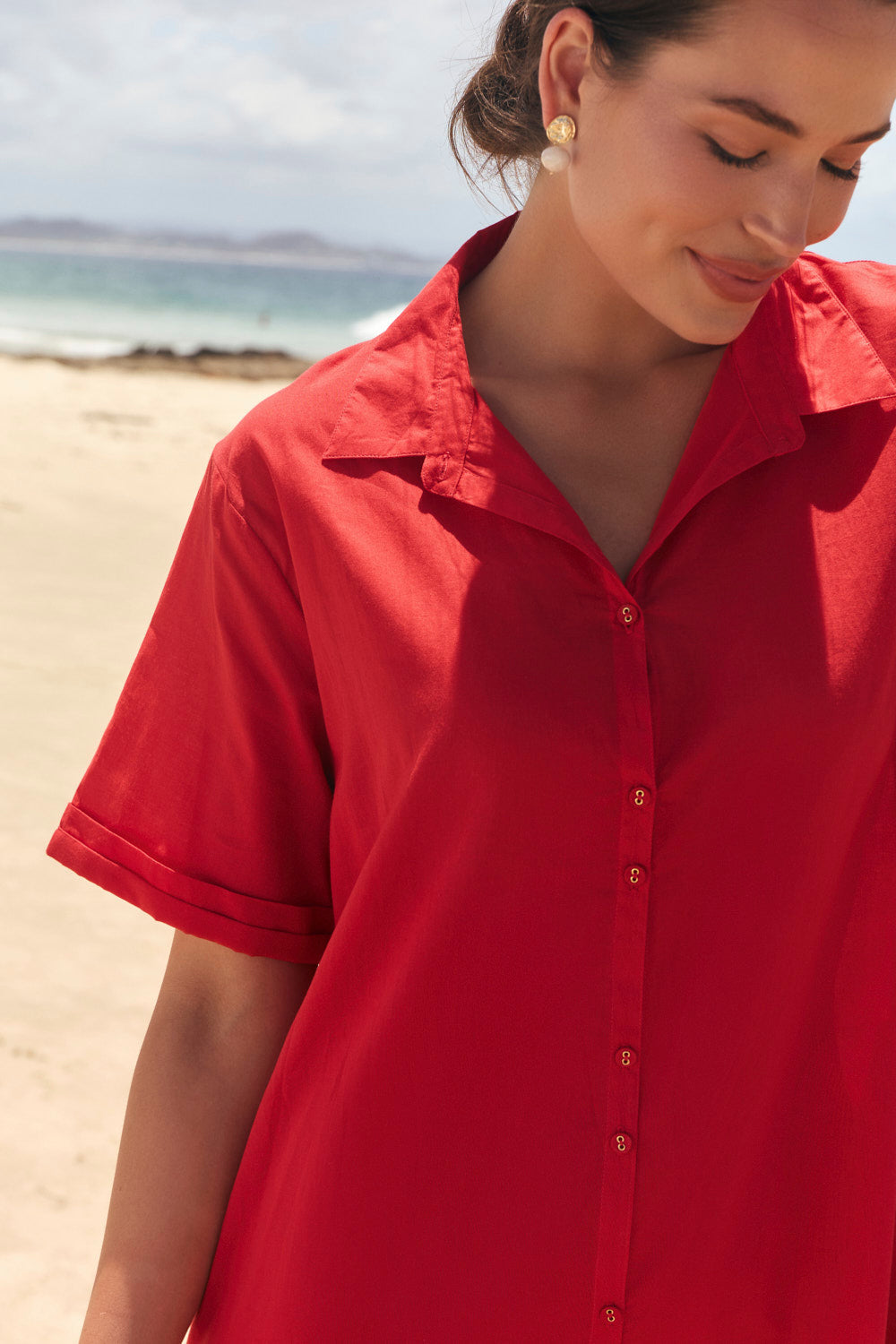 Amani Collared Dress in Racing Red