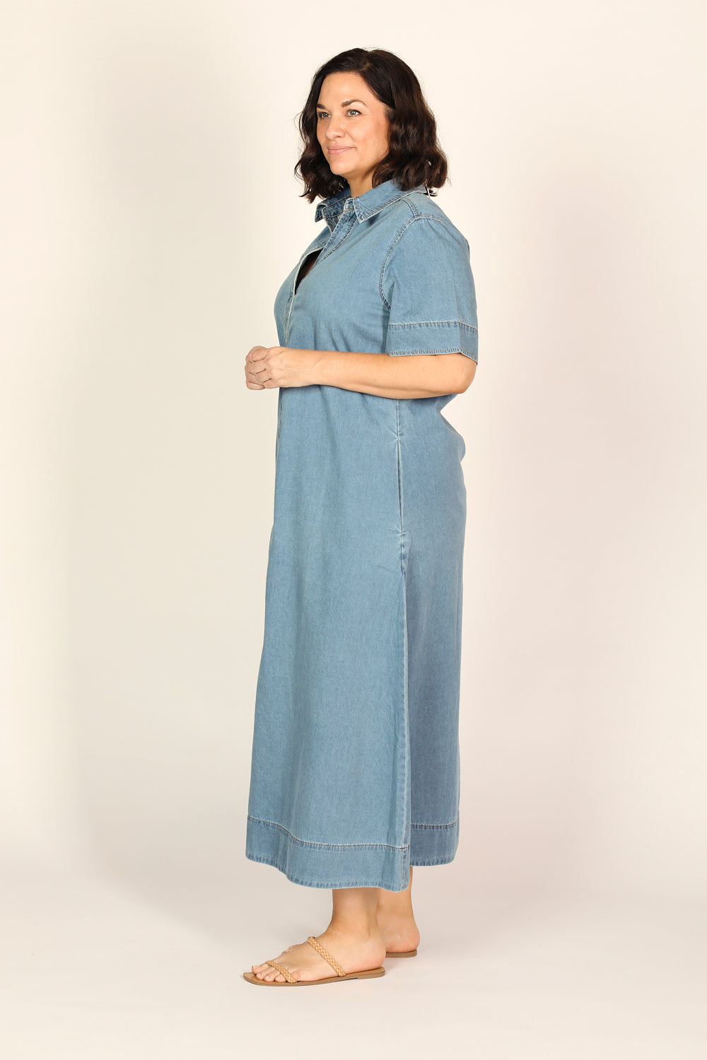 Anna Chambray Maxi Dress in Light Wash