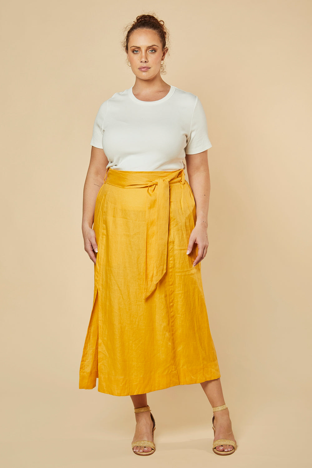 Anne Linen Skirt in Golden Hour