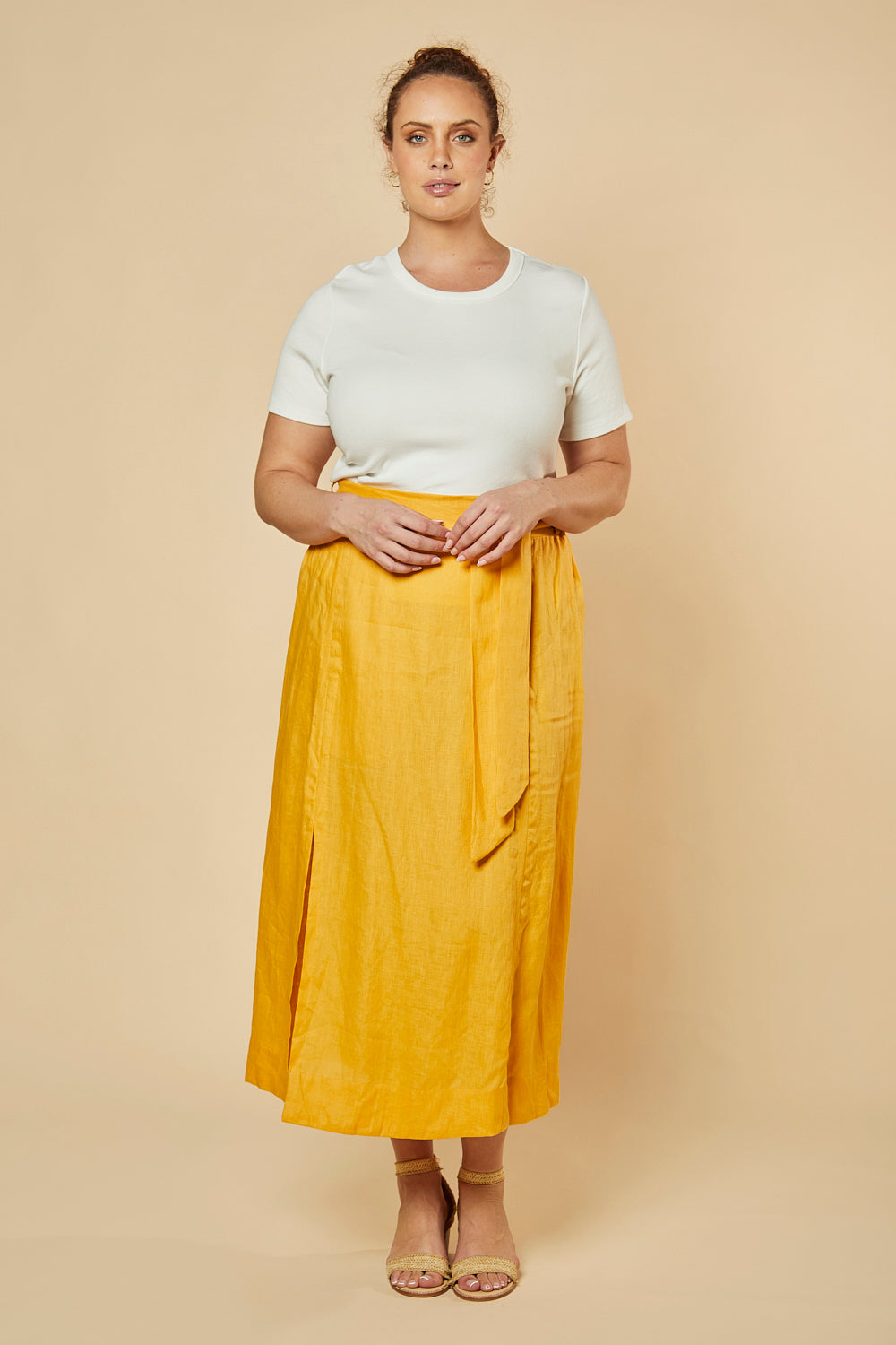 Anne Linen Skirt in Golden Hour