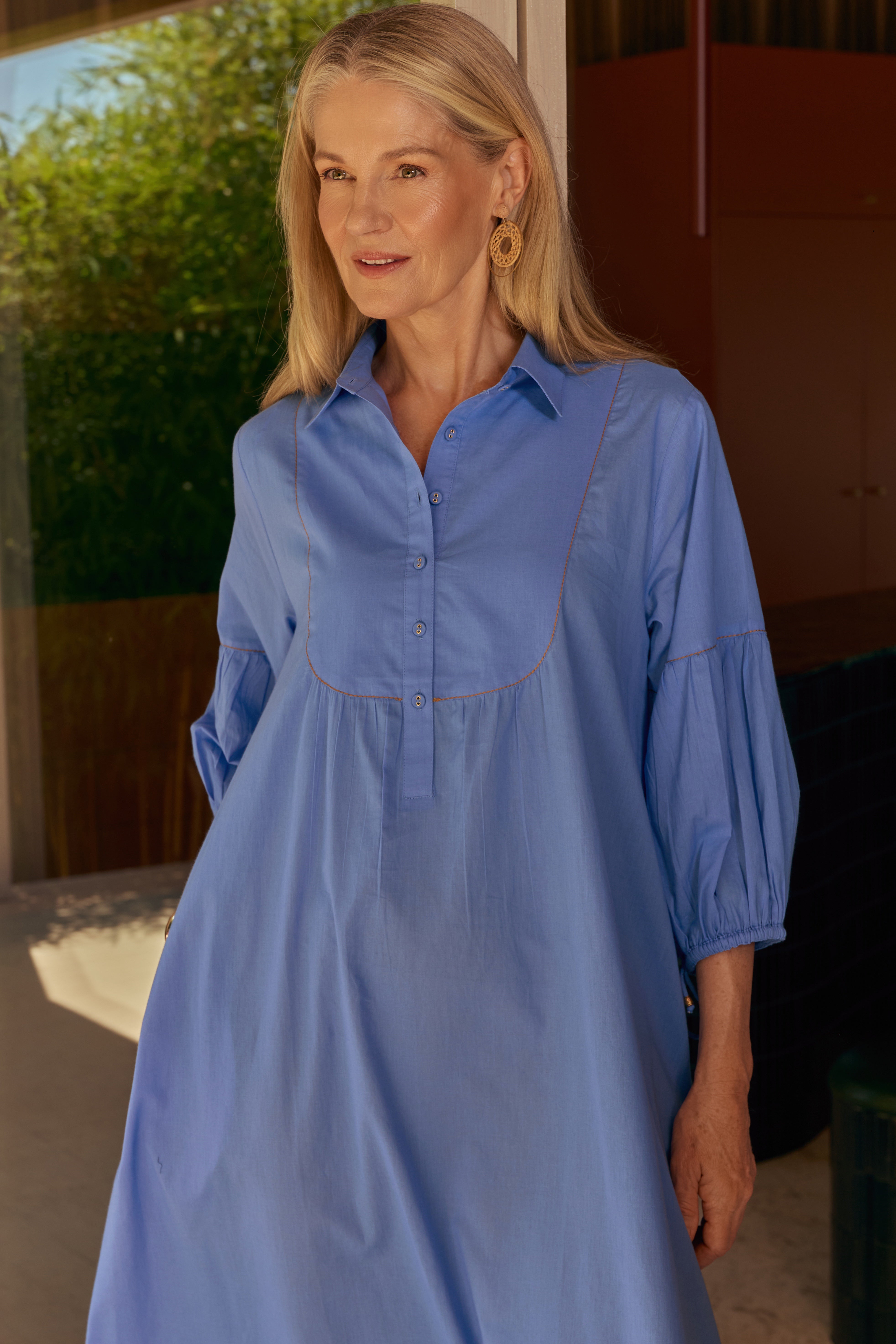 Anya Collared Smock Dress in Seabreak