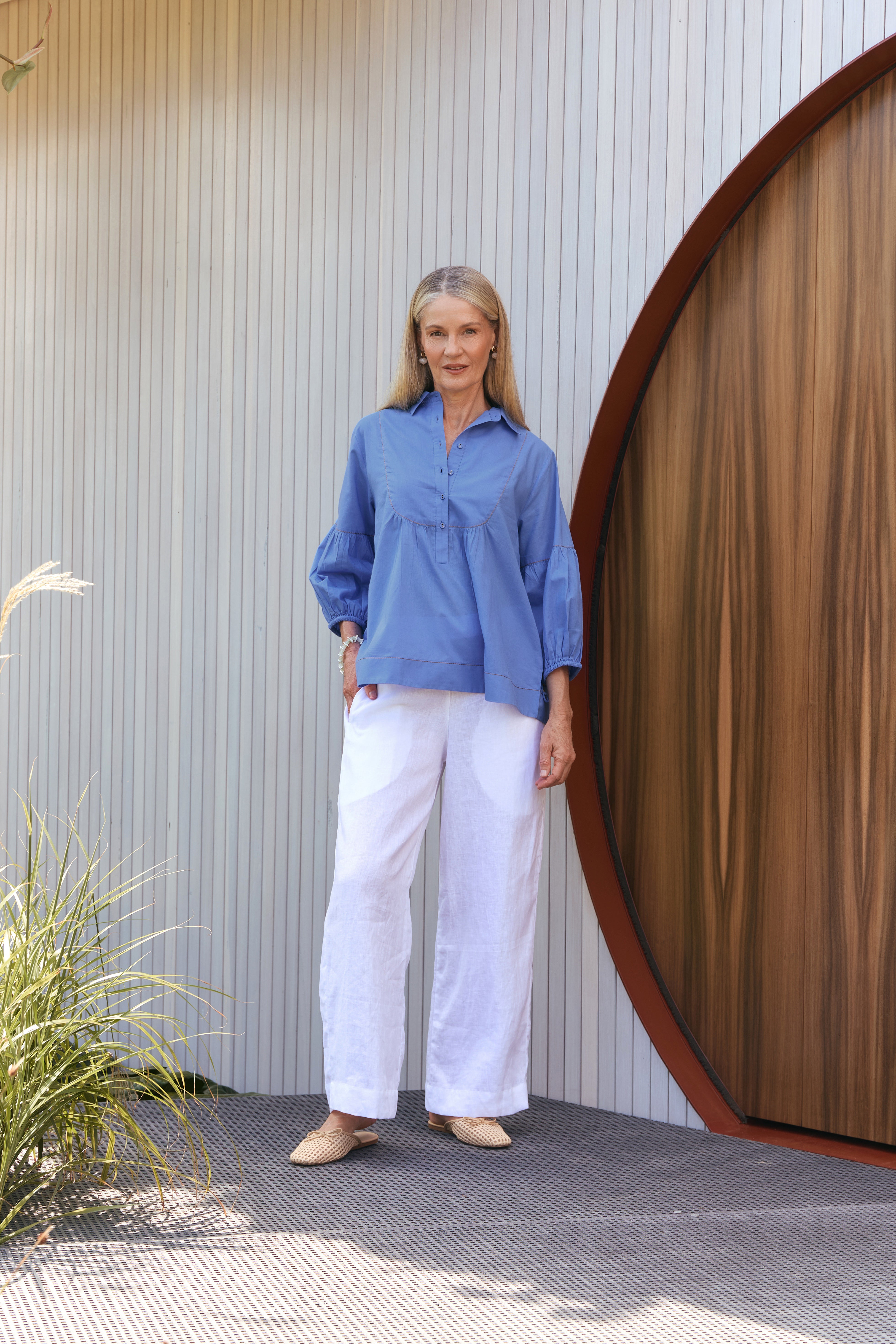 Anya Smock Blouse in Seabreak