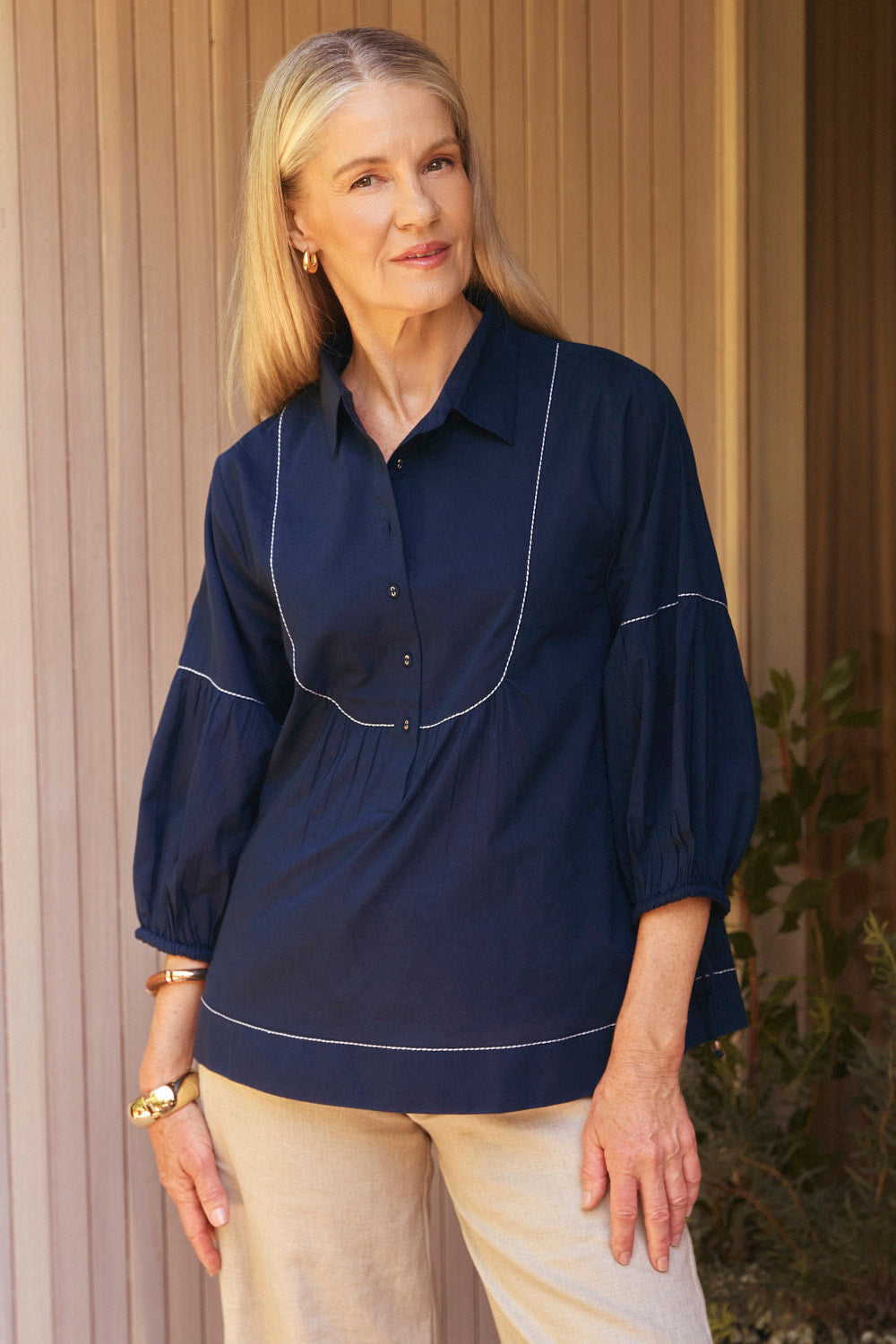 Anya Smock Blouse in Tidepool