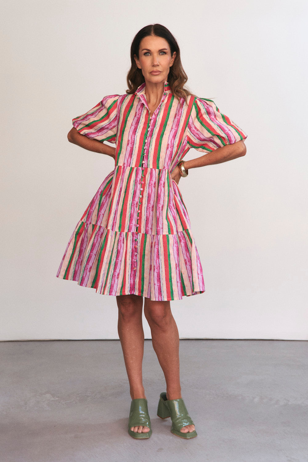 April Short Tiered Dress in Berry Burst