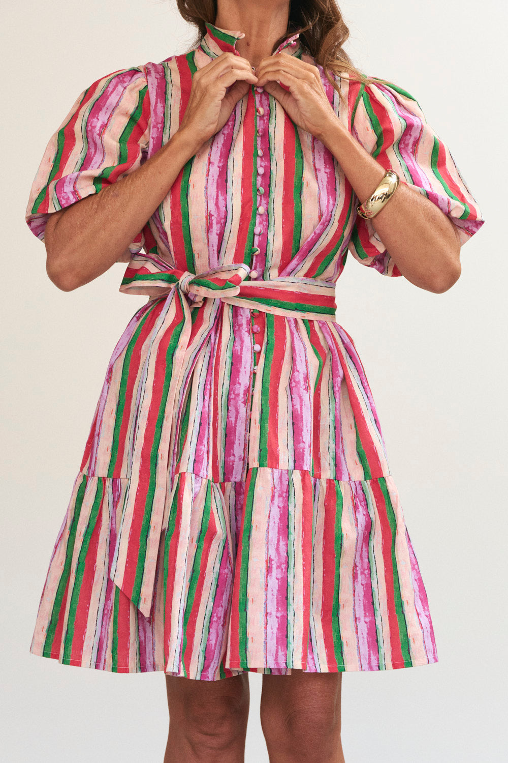 April Short Tiered Dress in Berry Burst