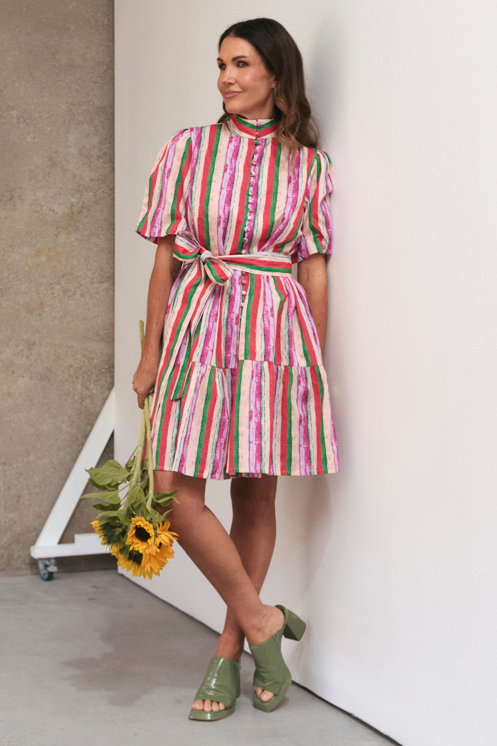 April Short Tiered Dress in Berry Burst