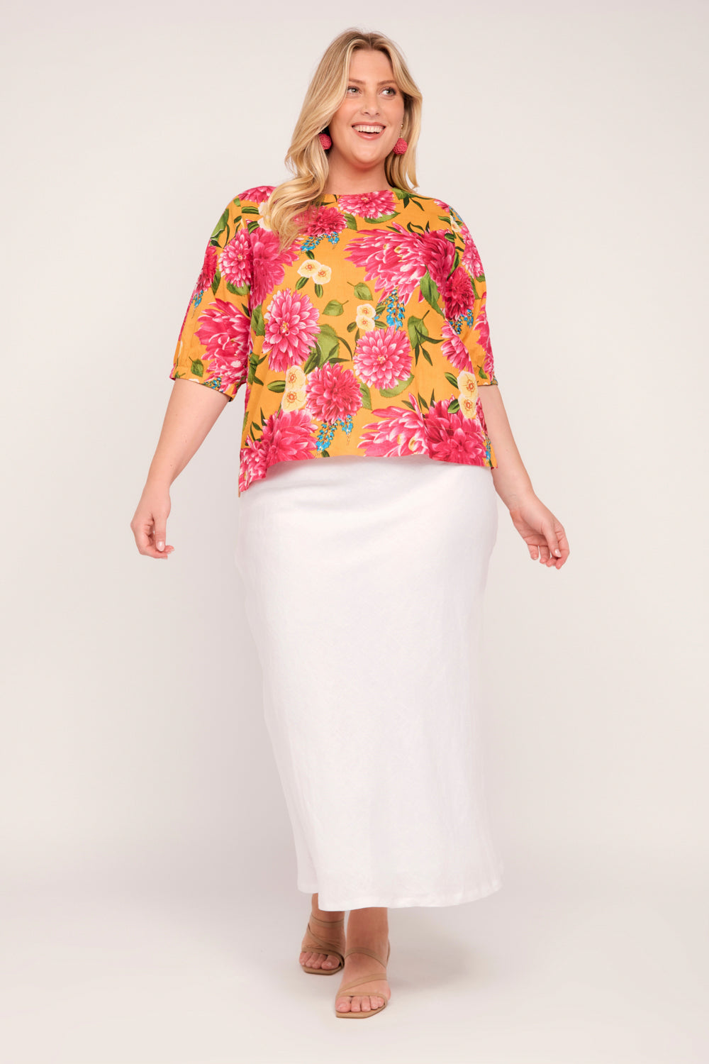 Audrey Blouse in Dreaming Dahlias