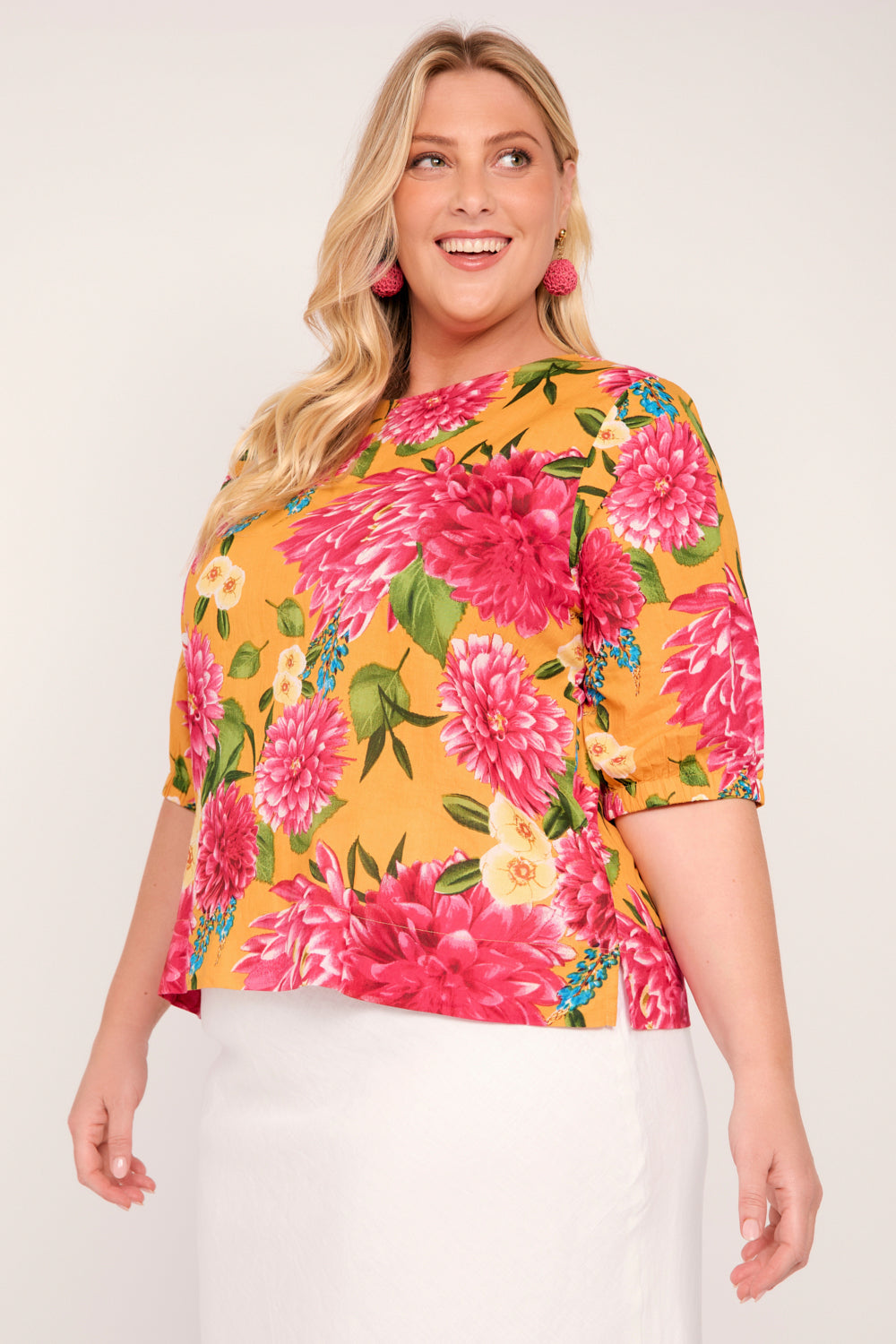 Audrey Blouse in Dreaming Dahlias