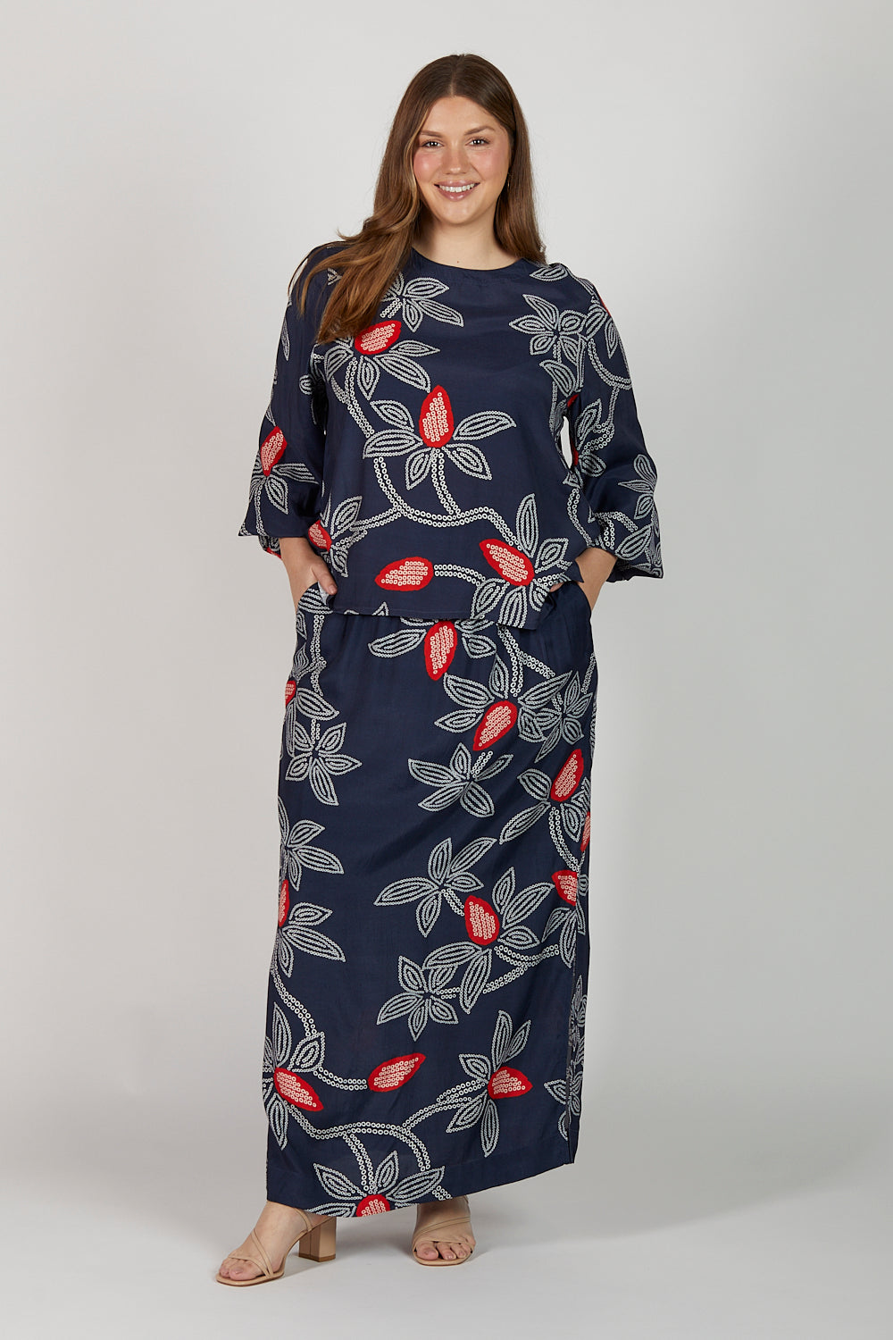 Ivy Column Split Skirt in Ikebana