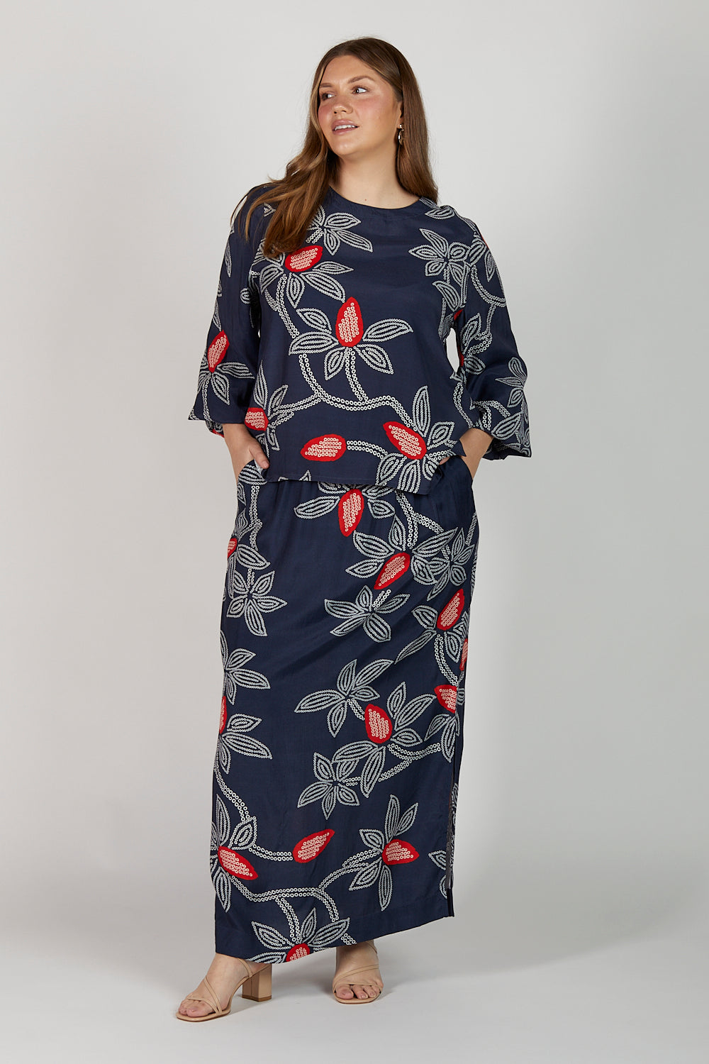 Ivy Column Split Skirt in Ikebana