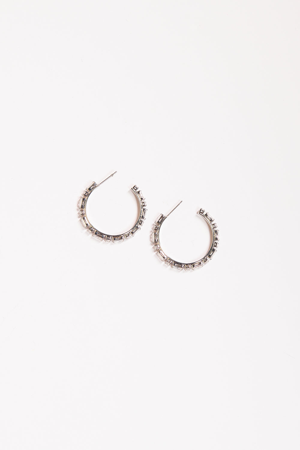 Baguette Hoops in Crystal