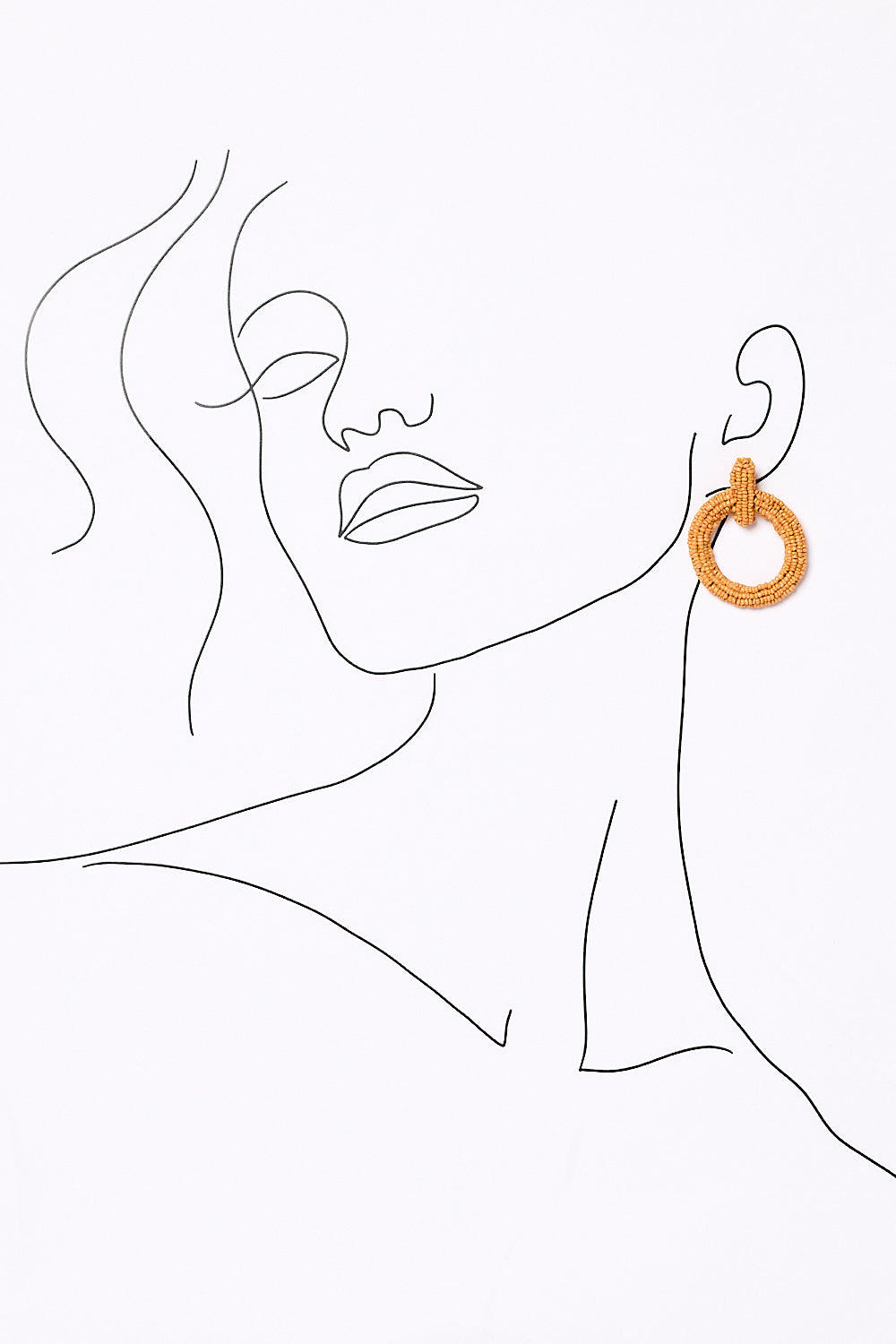 Beaded Circle Earrings in Tangerine