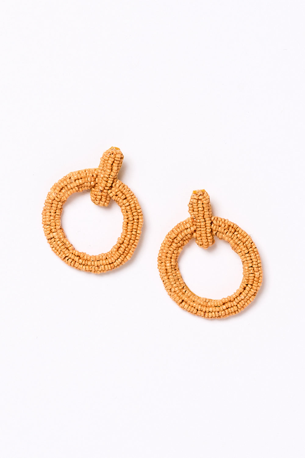 Beaded Circle Earrings in Tangerine