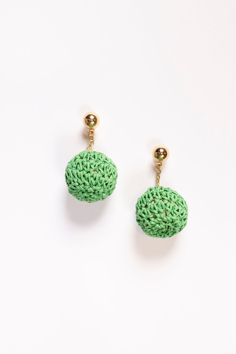 Beaded Drop Earrings in Green