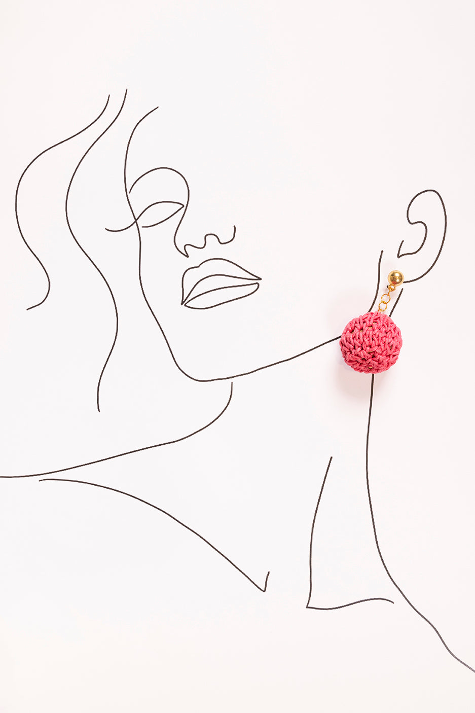 Beaded Drop Earrings in Hot Pink