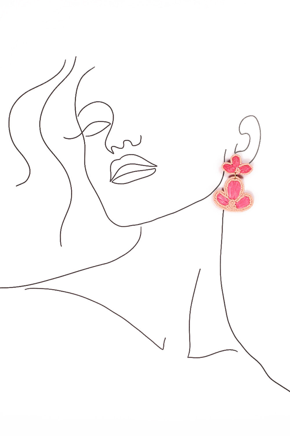 Beaded Flower Drops Earring in Pale Pink