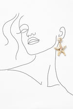 Beaded Starfish Earrings in White