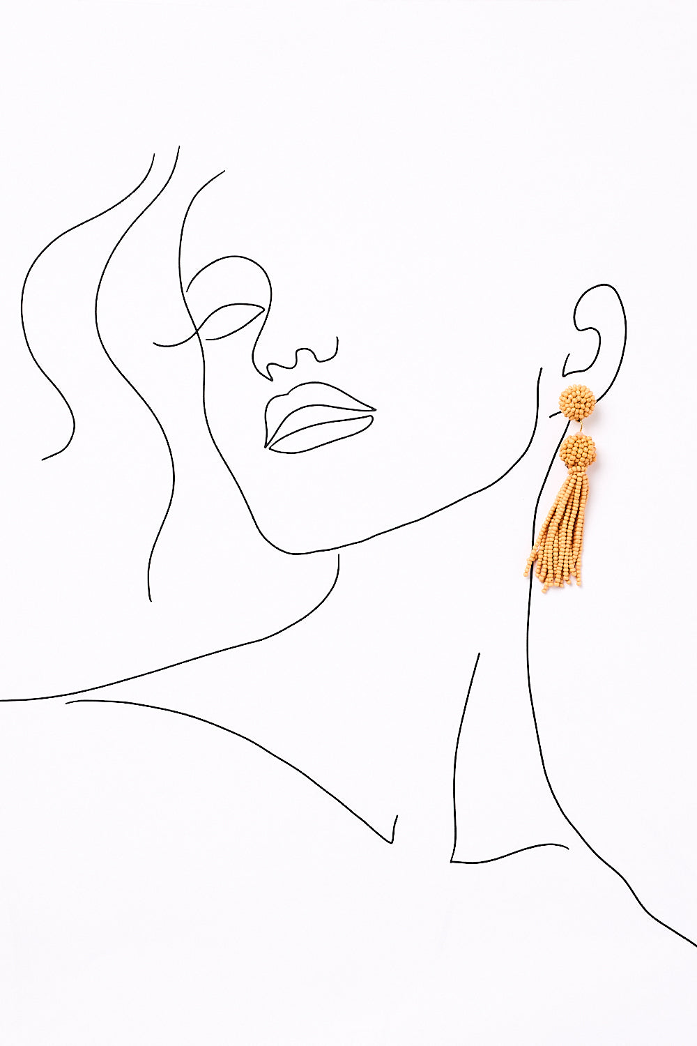 Beaded Tassel Earrings in Tangerine
