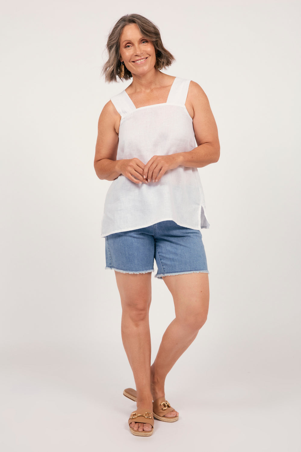 Bec Linen Top in White