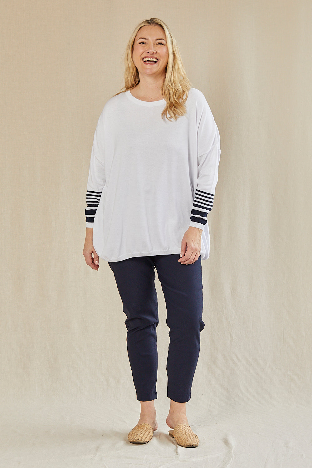 Binky Striped Jumper in White