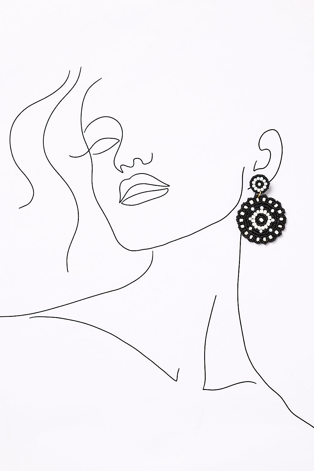 Boho Beaded Earrings in Black and White