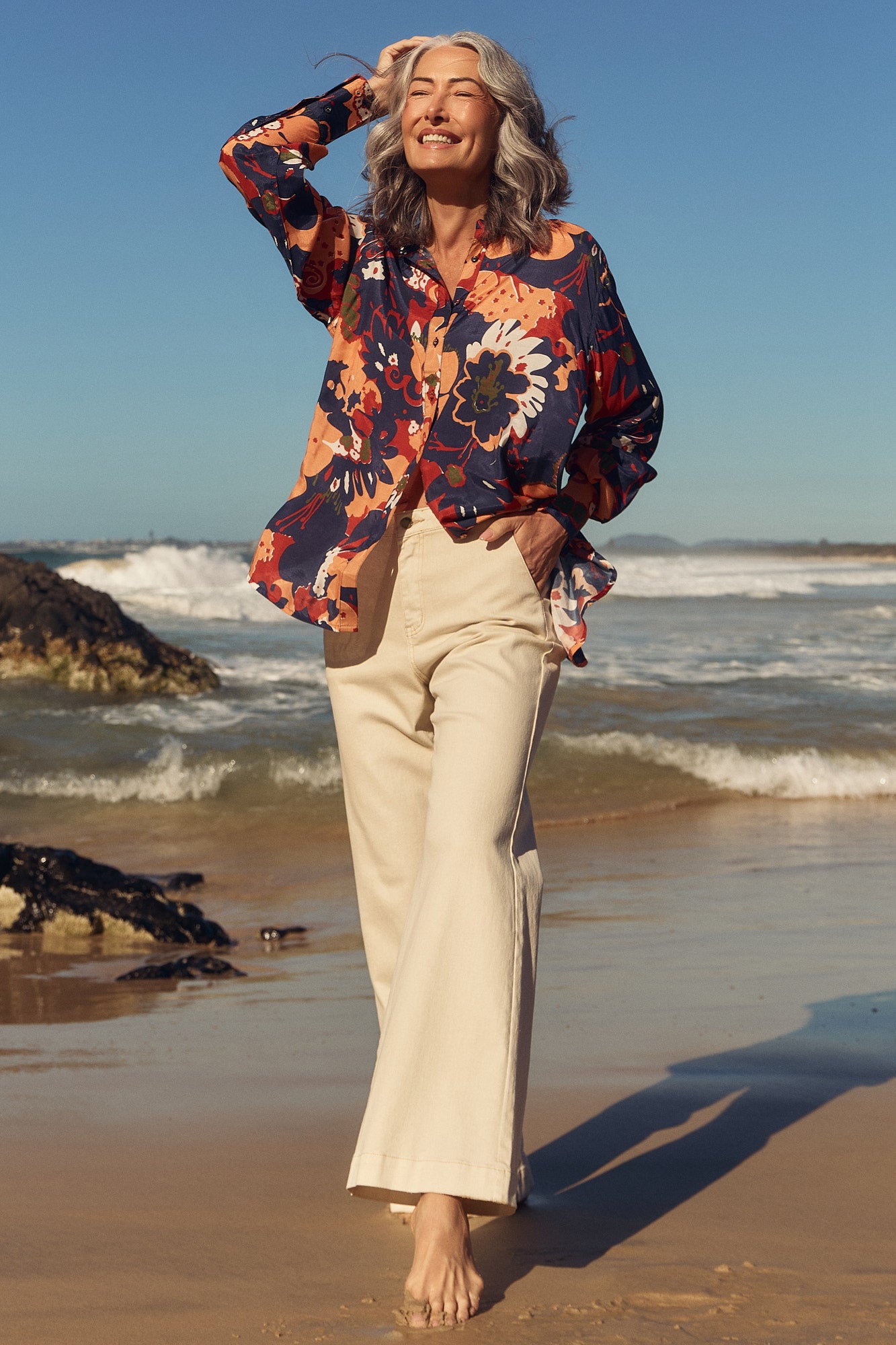Bowie Cotton Silk Oversized Shirt in Wildwood
