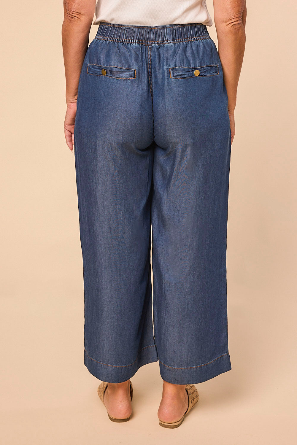 Breezy Relaxed Tencel Pant in Mid Wash (Petite Length)