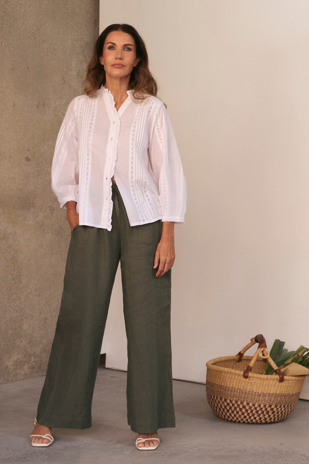 Breezy Linen Relaxed Pant in Dusty Sage