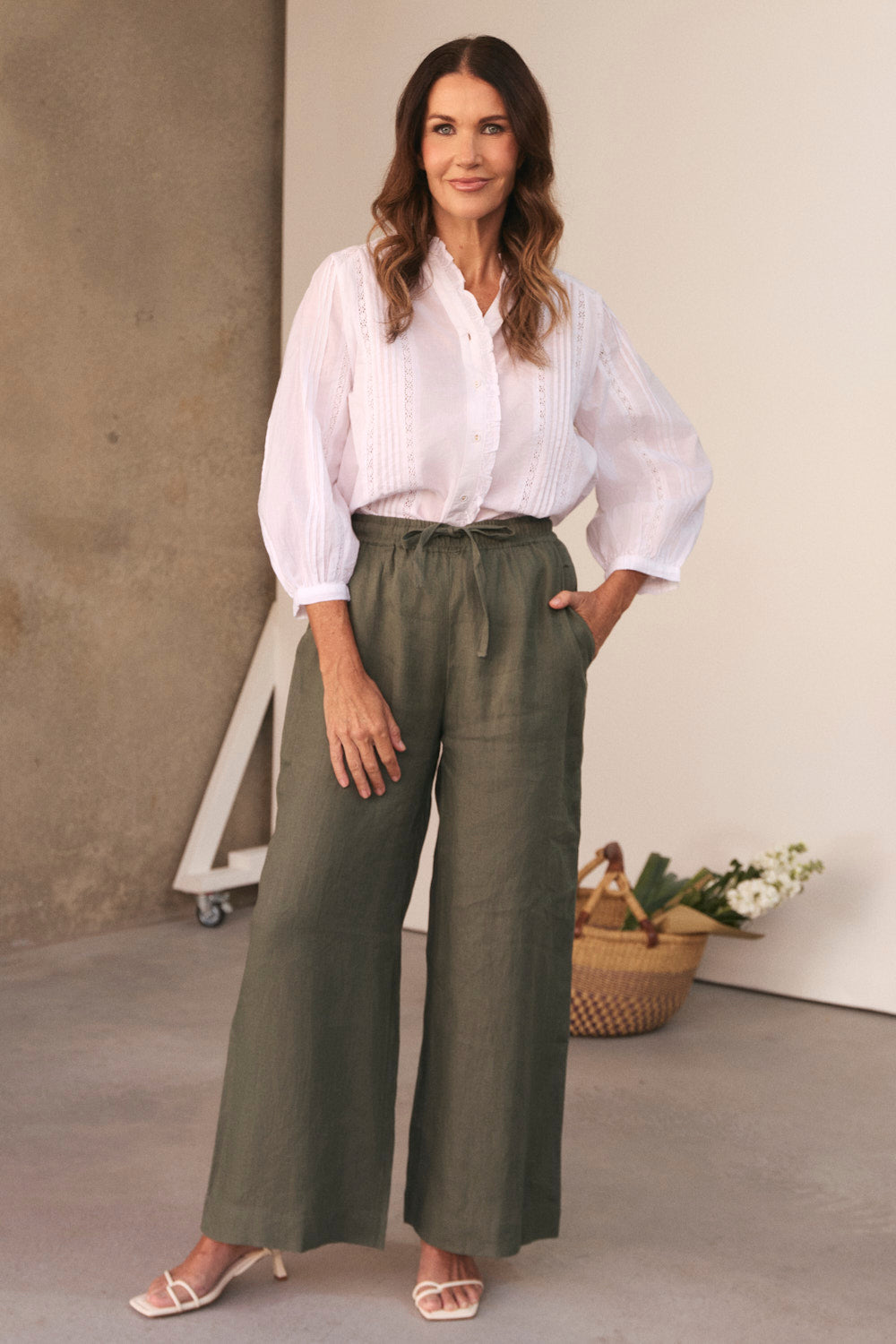 Breezy Linen Relaxed Pant in Dusty Sage