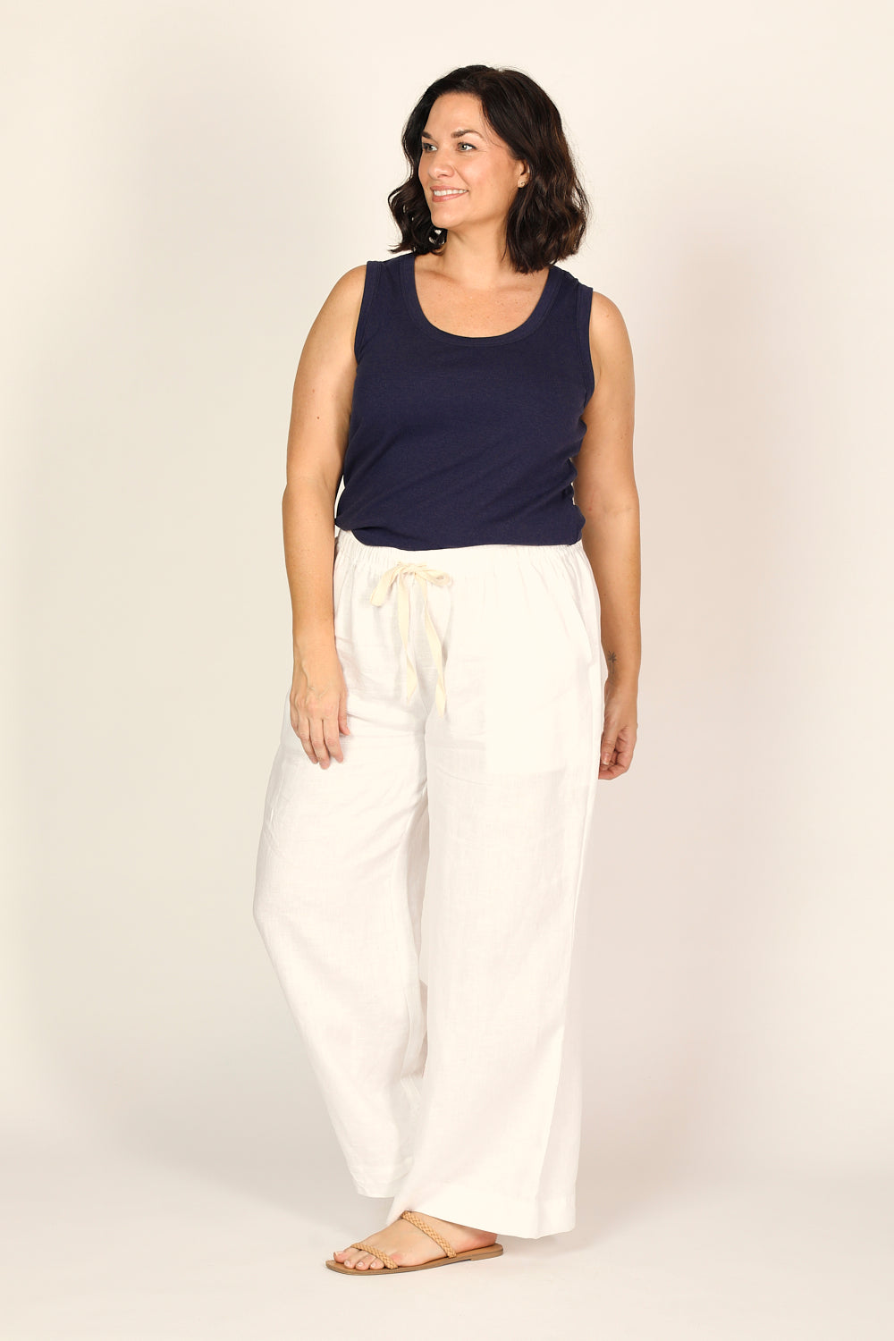 Breezy Relaxed Linen Pant in White