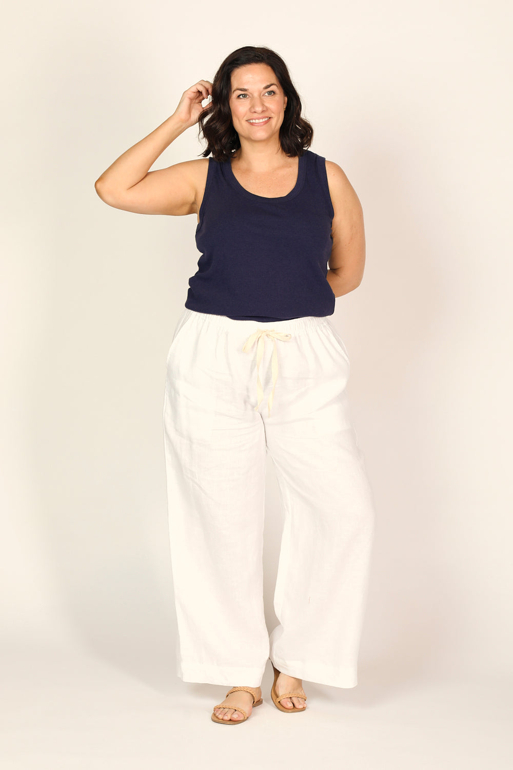 Breezy Relaxed Linen Pant in White