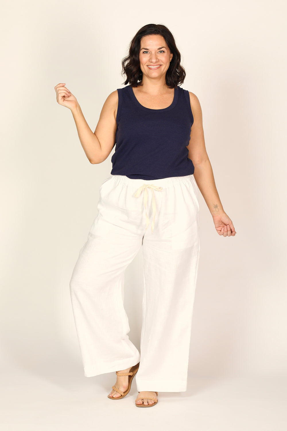 Breezy Relaxed Linen Pant in White