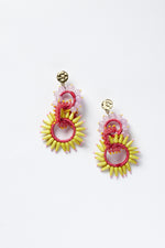 Briella Beaded Earring in Yellow and Pink