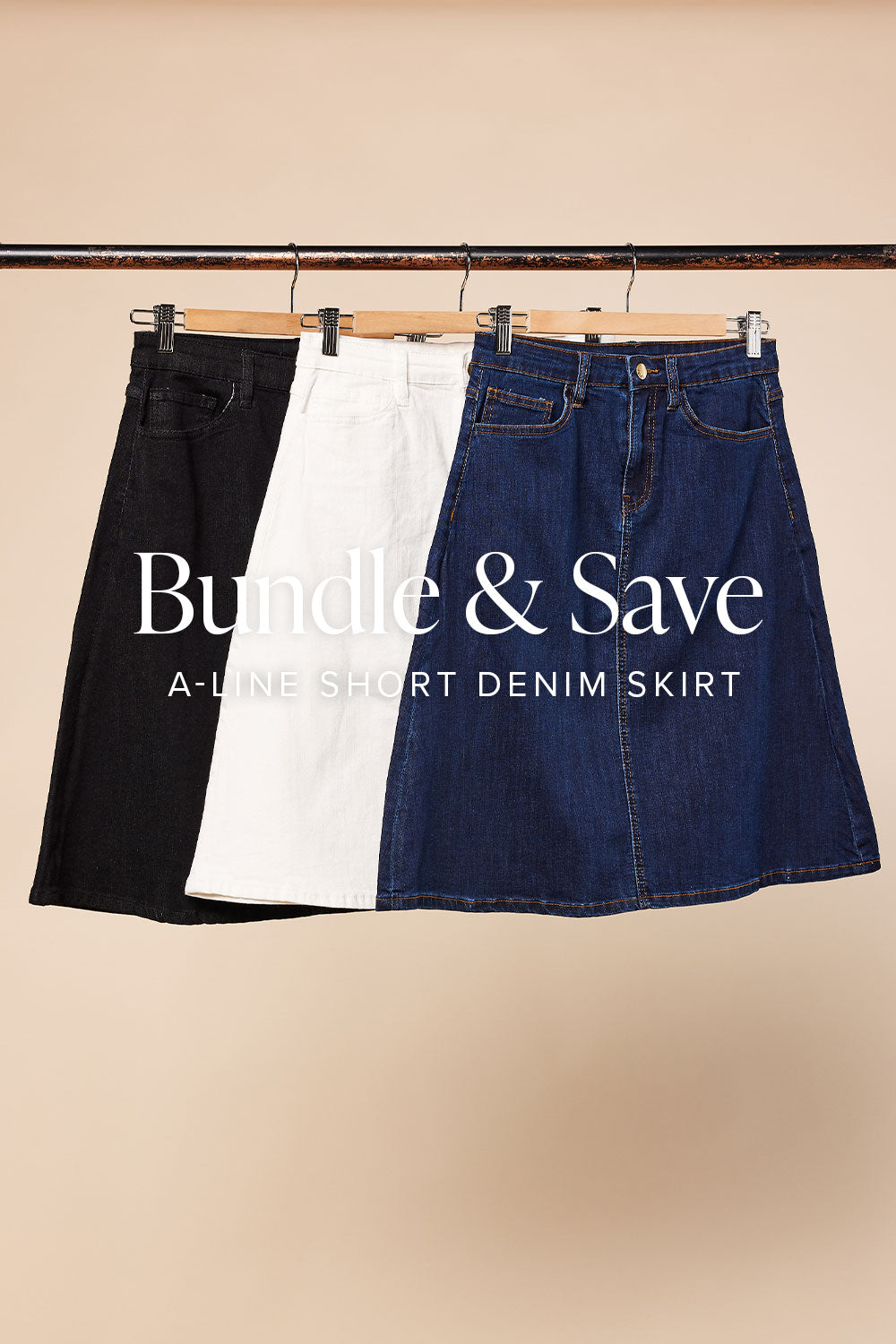 Classic A-Line Short Denim Skirt Bundle