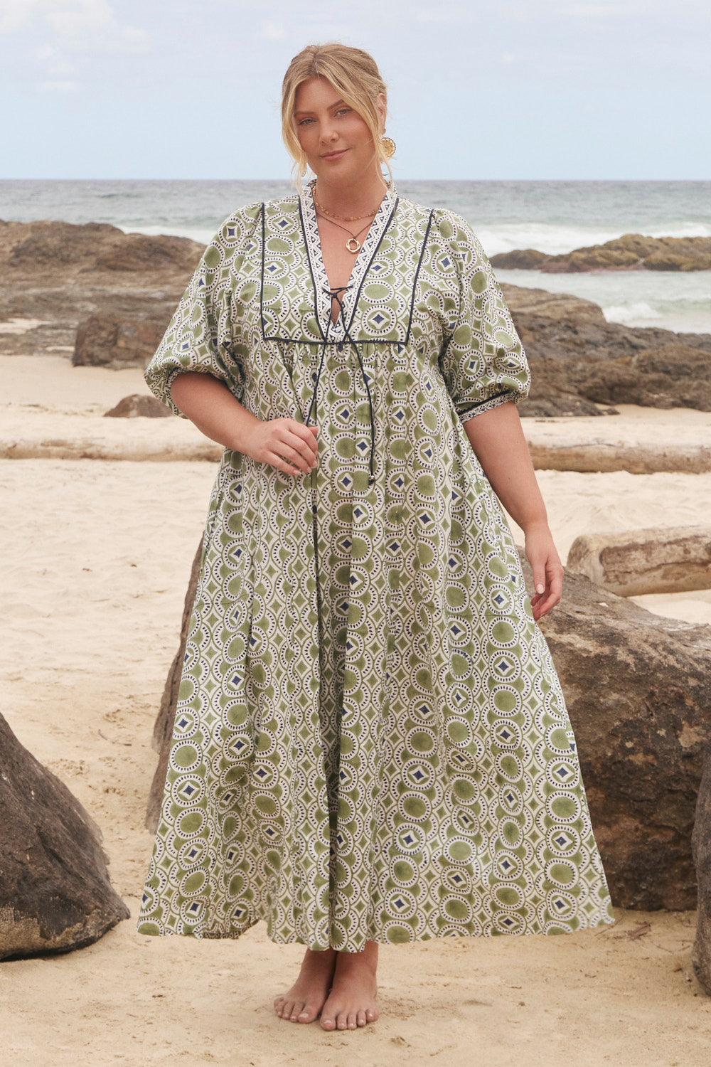 Cairo Boho Dress in Evergreen