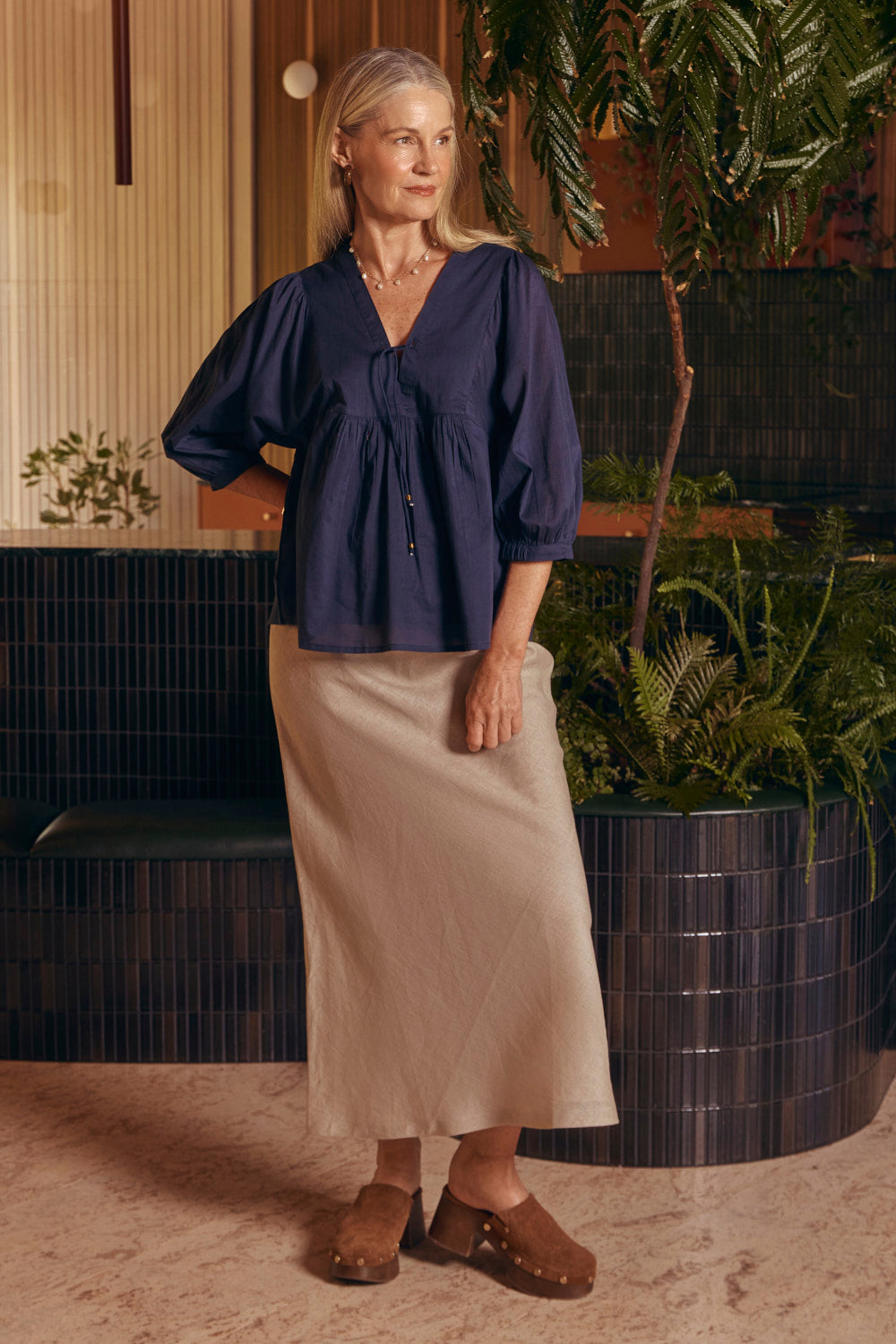 Cairo Boho Blouse in Navy