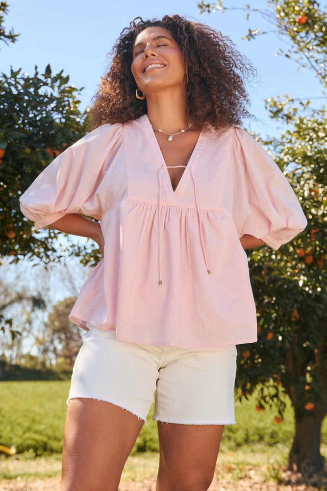 Cairo Boho Blouse in Primrose Pink