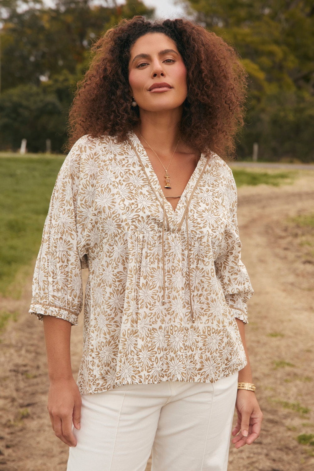 Cairo Boho Blouse in Savanna