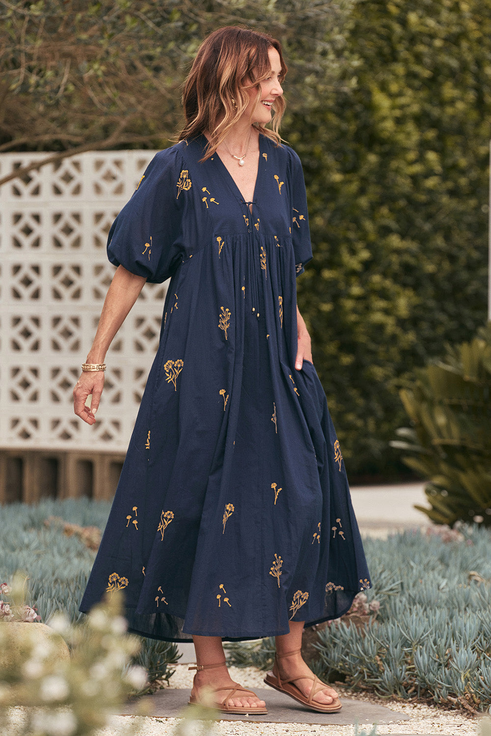 Cairo Boho Dress in Navy Botanica