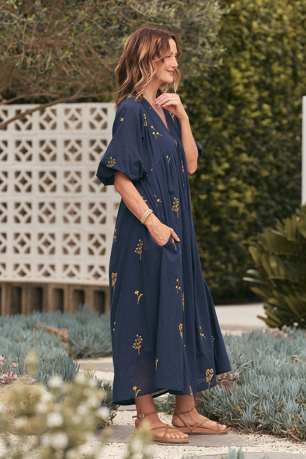 Cairo Boho Dress in Navy Botanica