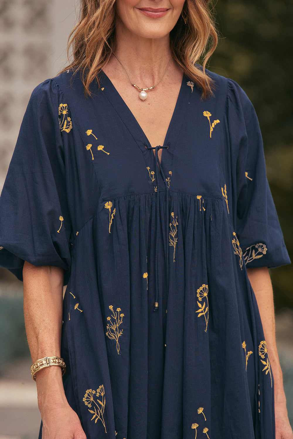 Cairo Boho Dress in Navy Botanica